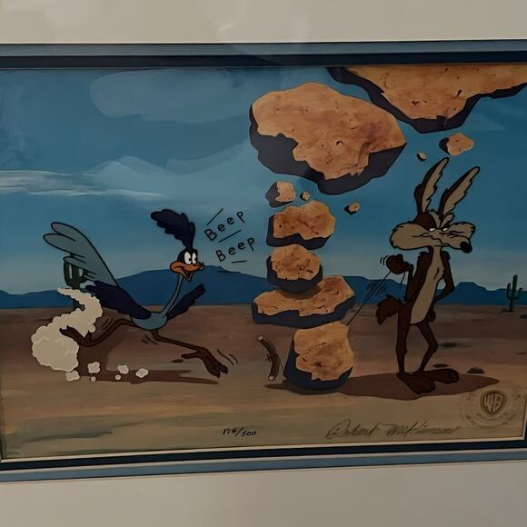 Looney Tunes Road Runner Wile E. Coyote Limited Edition Animation Cel Art Rare - Picture 7 of 11